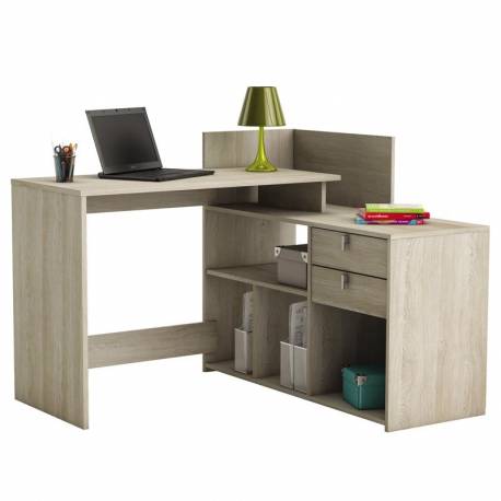 Mesa escritorio Vista color roble con altillo