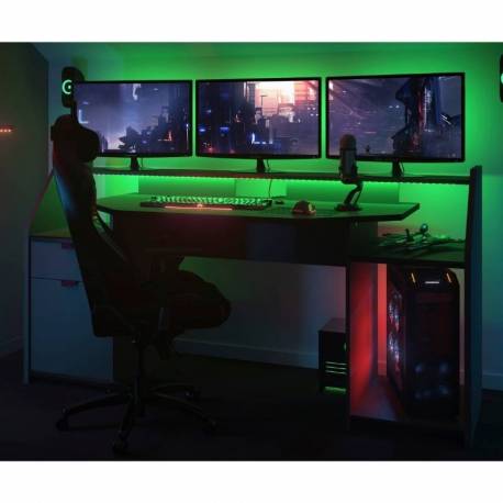 Escritorio gaming grande Set-Up con LED gris