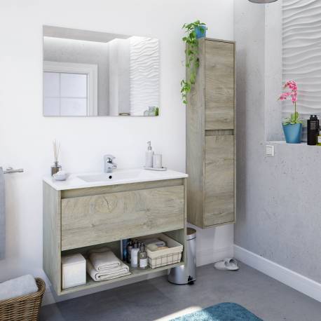 Mueble baño Suspendido con Espejo 80 cm (Lavamanos opcional)