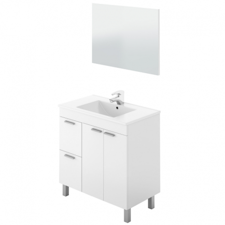 Mueble de baño con lavamanos + Columna Blanco Brillo (Incluye Lavabo y Espejo)