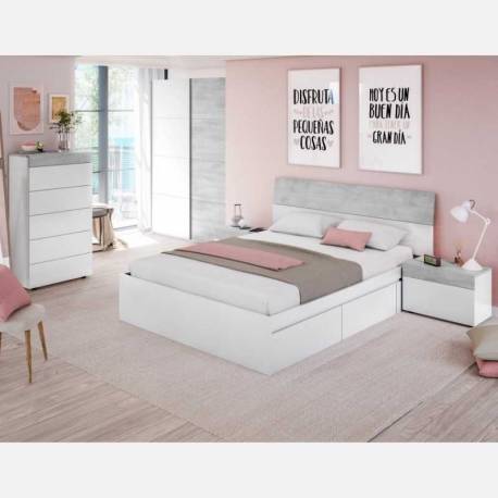 Pack Muebles Dormitorio Juvenil Completo Blancos Modernos (Cama +