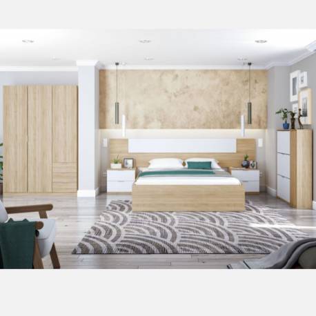 Dormitorio completo Cabecero Matrimonial incluye 2 mesitas de noche de 3  cajones incluye 1 comoda y