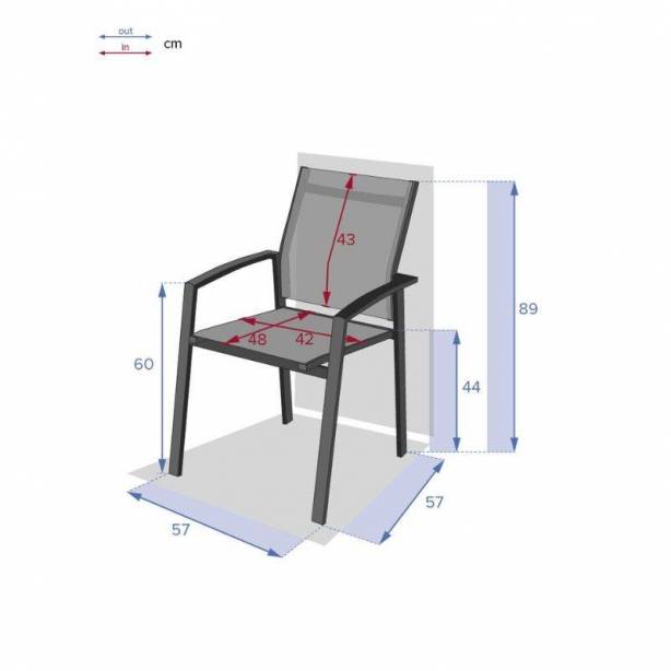 Silla exterior Aluminio Gris 57x89x57