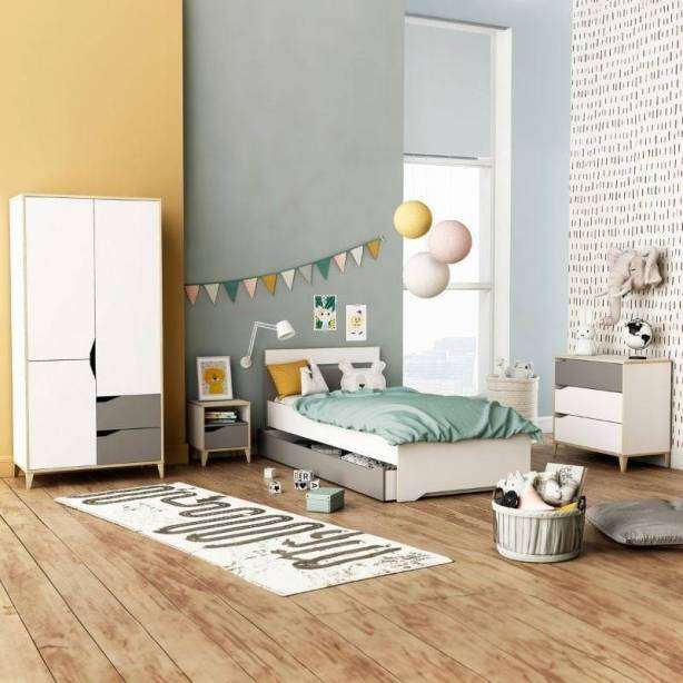 Habitación Juvenil Melamina Blanco - Gris