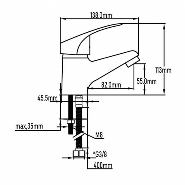 Grifo lavabo Latón Cromado 14x12x5