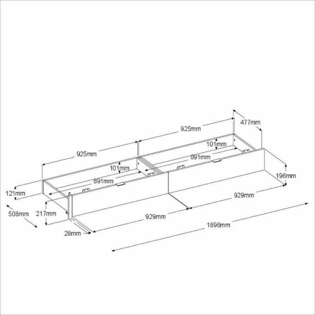 Cama de matrimonio Melamina Madera claro - Negro 164x83x194