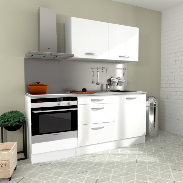 Cocina modular completa Melamina Blanco 180x60