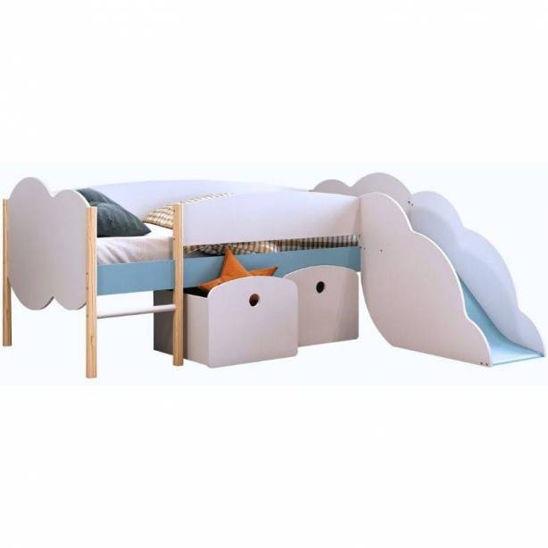 Cama infantil Melamina Blanco - Azul