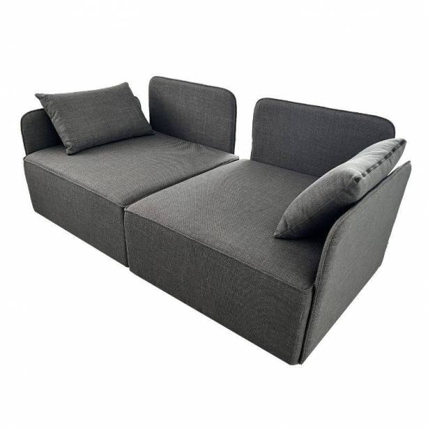 Sofá modular chaise longue 2 plazas Poliéster Gris 186x93x183