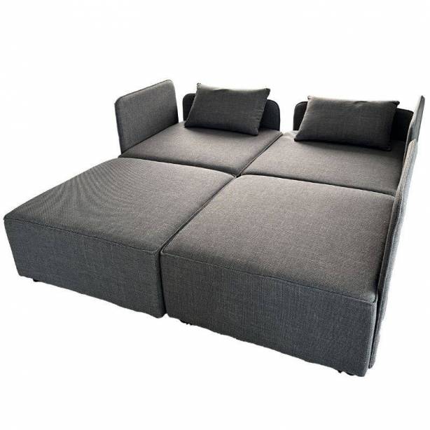 Sofá modular chaise longue Poliéster Gris 366x93x183