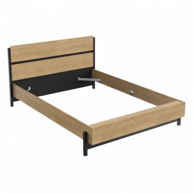 Cama de matrimonio Melamina Madera oscuro - Negro 151x91x205