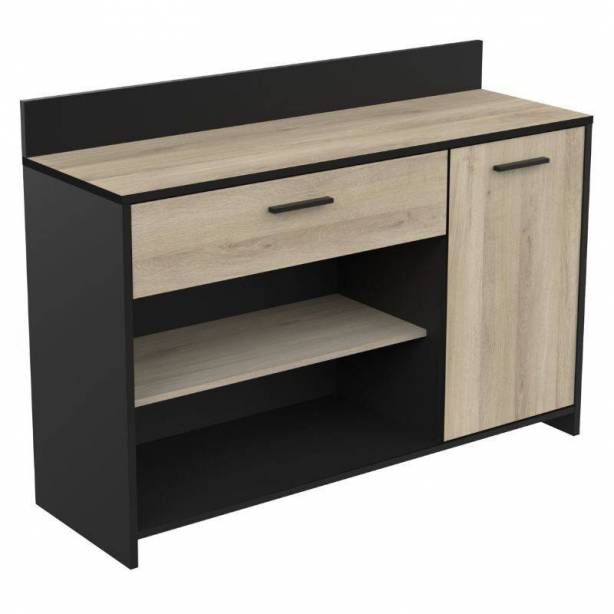 Mueble auxiliar cocina Melamina Madera claro - Negro 123x90x40