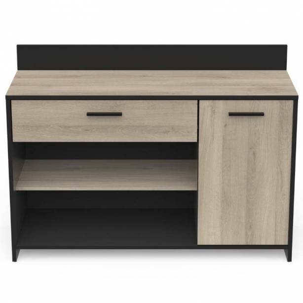 Mueble auxiliar cocina Melamina Madera claro - Negro 123x90x40