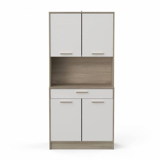 Mueble auxiliar cocina Melamina Blanco - Madera claro 84x176x40