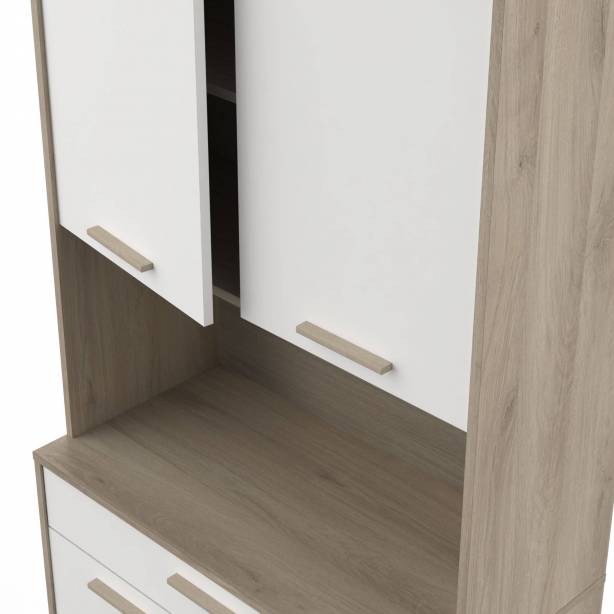 Mueble auxiliar cocina Melamina Blanco - Madera claro 84x176x40