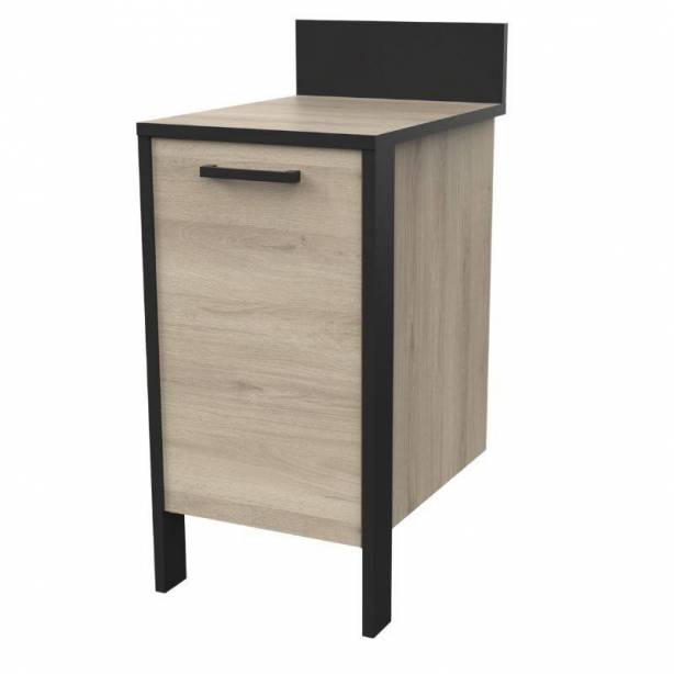 Cocina modular completa 2 módulos Melamina Negro - Madera Claro