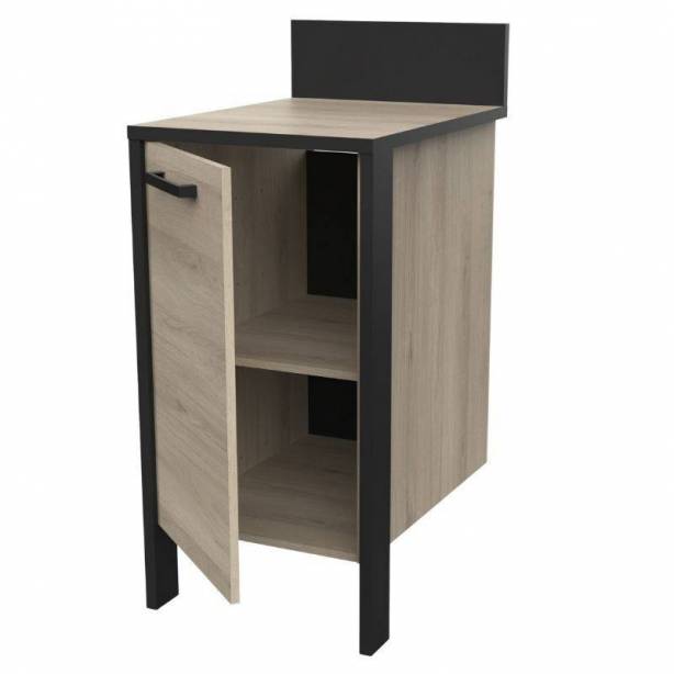 Cocina modular completa 2 módulos Melamina Negro - Madera Claro