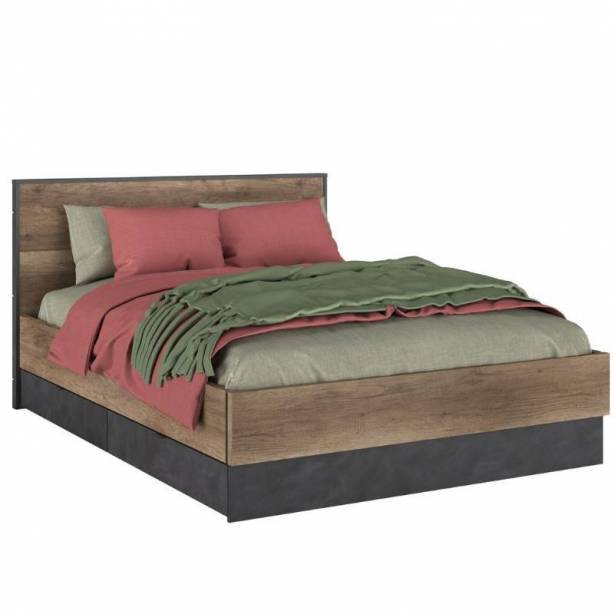 Cama de matrimonio Melamina Madera oscuro - Negro 235x95x199