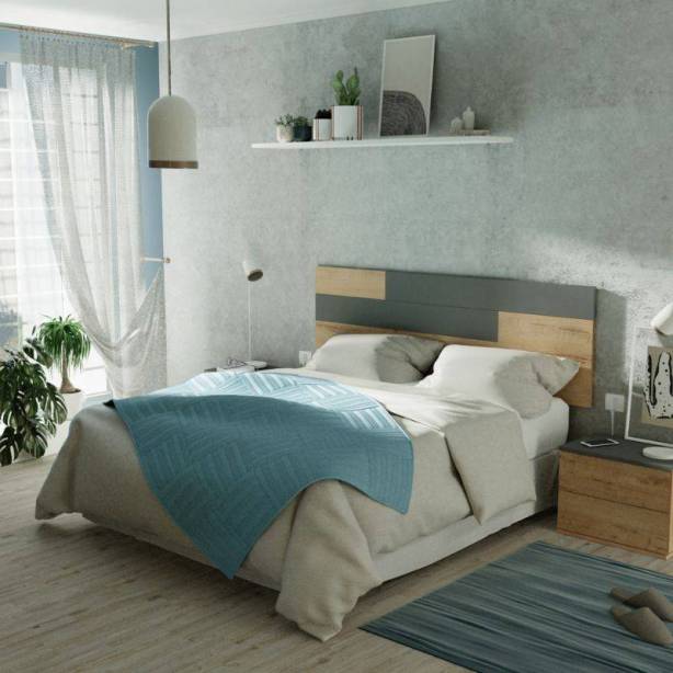 Cabecero de cama con mesitas Melamina Madera claro - Gris 270x105x34