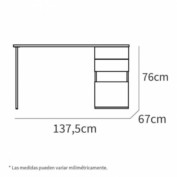 Escritorio oficina Melamina - Metal Madera claro - Blanco 138x76x67