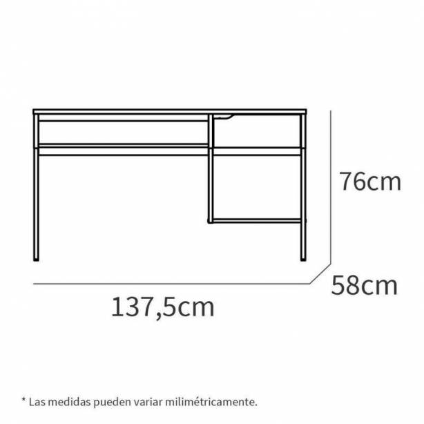 Escritorio oficina Melamina - Metal Madera claro - Blanco 138x76x58