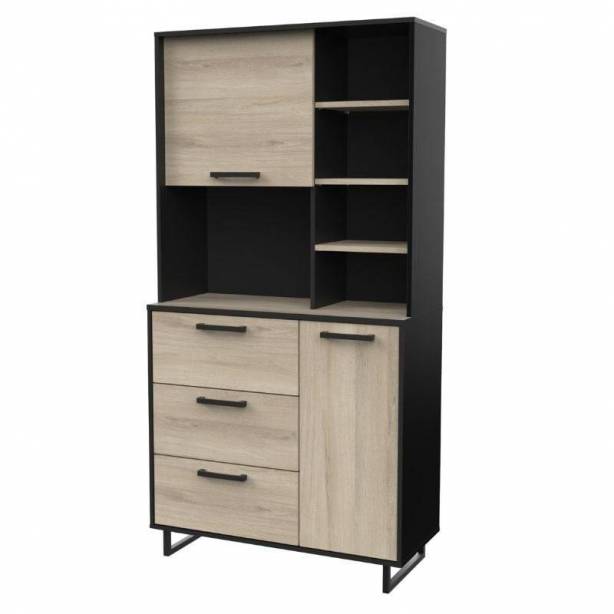 Mueble auxiliar cocina Melamina Madera oscuro - Negro 92x180x40