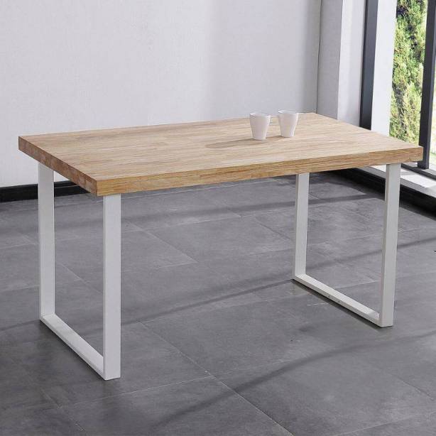 Mesa comedor Madera - Metal Blanco - Madera claro 140x77x80