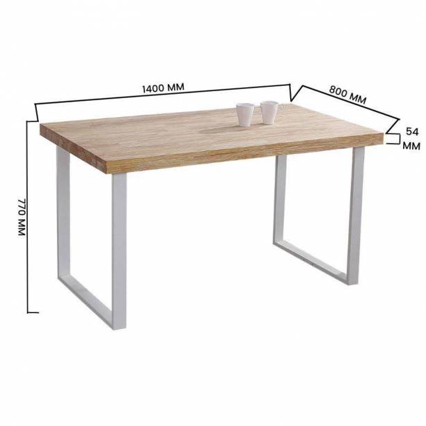 Mesa comedor Madera - Metal Blanco - Madera claro 140x77x80