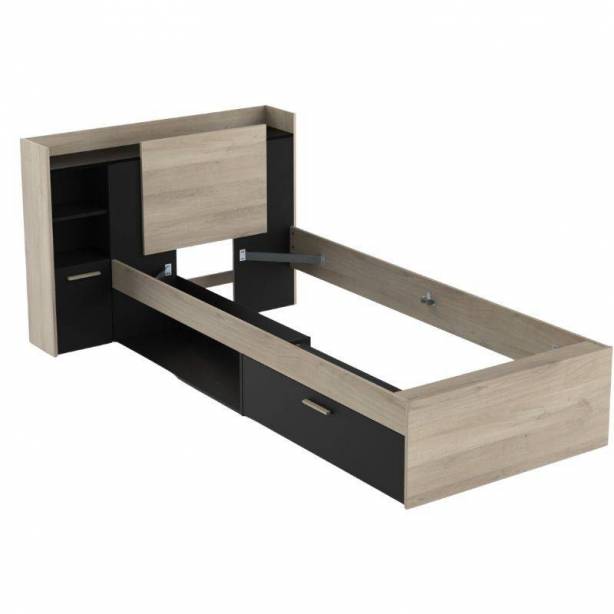 Cama Juvenil Melamina Madera claro - Negro 227x91x125