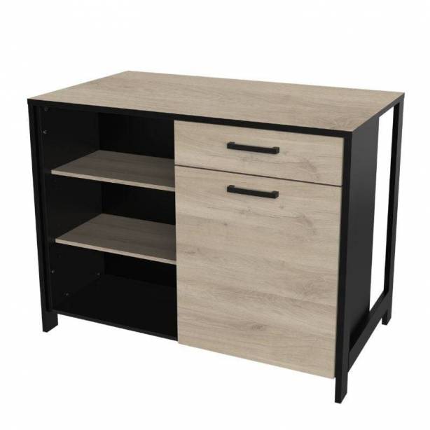 Isla cocina Melamina Madera claro - Negro 123x94x70