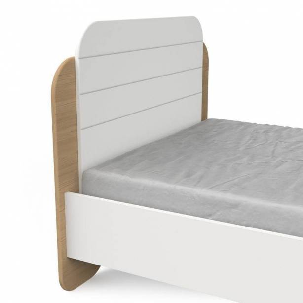 Cama Juvenil Melamina Madera claro - Blanco 102x79x195