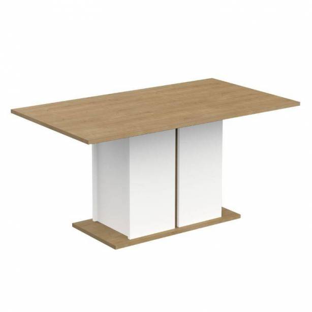 Mesa comedor Melamina Blanco - Madera claro 160x78x90