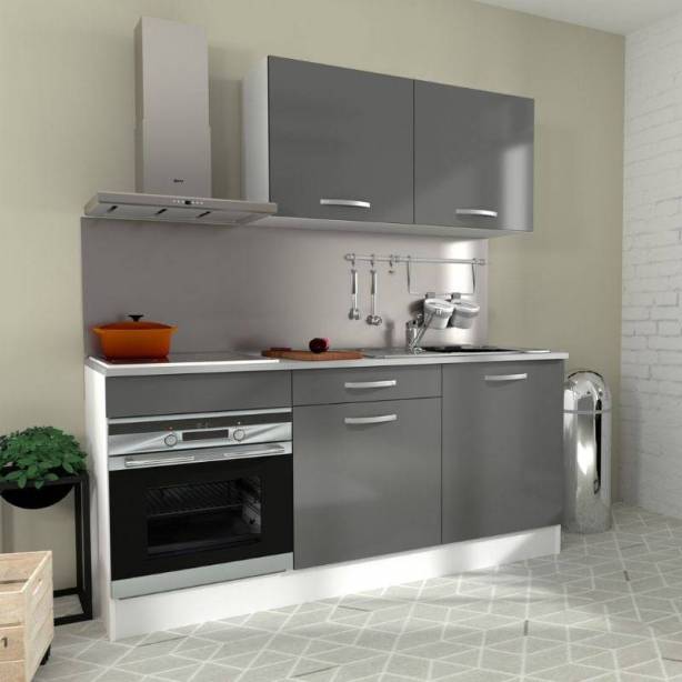 Cocina modular completa Melamina Blanco - Gris 180x60