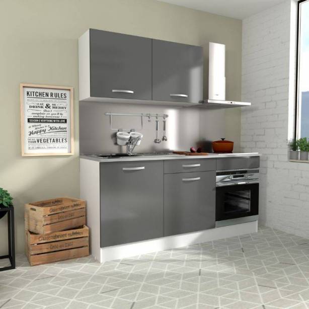 Cocina modular completa Melamina Blanco - Gris 180x60