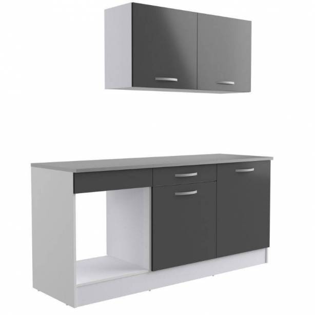 Cocina modular completa Melamina Blanco - Gris 180x60