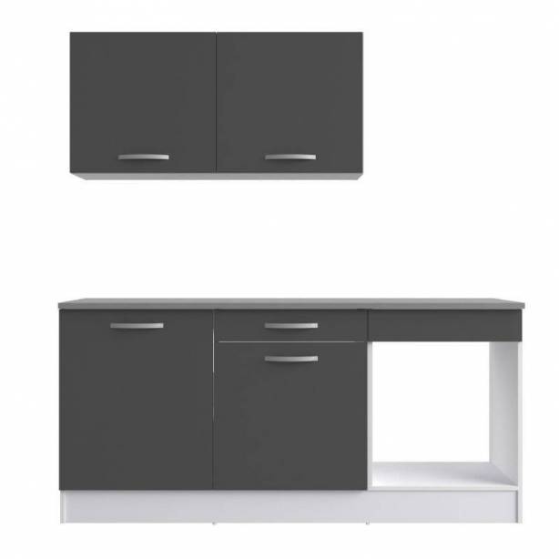 Cocina modular completa Melamina Blanco - Gris 180x60