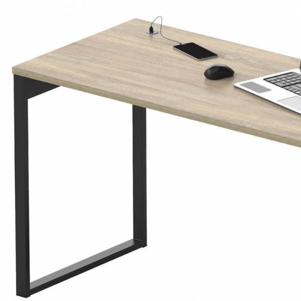 Escritorio oficina Melamina - Metal Madera claro - Negro 135x76x60