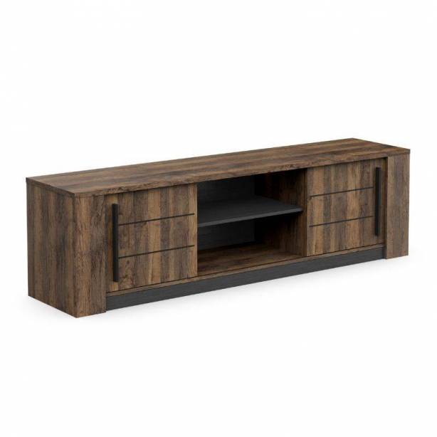 Mueble TV Melamina Madera oscuro - Negro 185x52x42