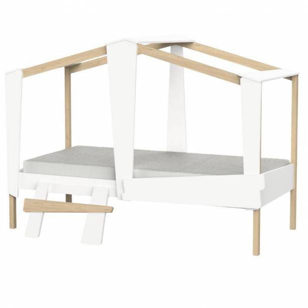 Cama infantil Melamina Blanco - Madera claro 212x152x97