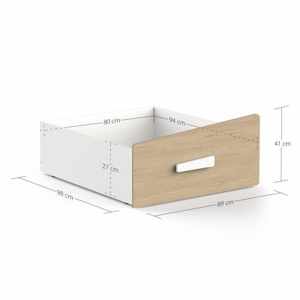 Cama infantil Melamina Blanco - Madera claro 98x41x86