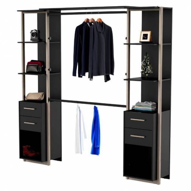 Vestidor Melamina Madera claro - Negro 210x204x42