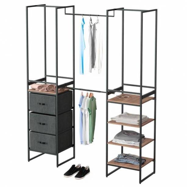 Vestidor Madera - Metal Negro 180x198x47