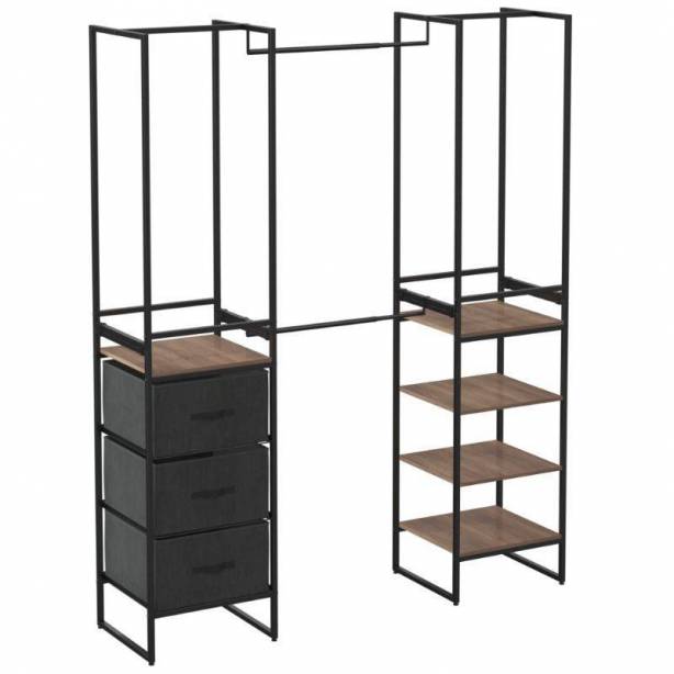 Vestidor Madera - Metal Negro 180x198x47