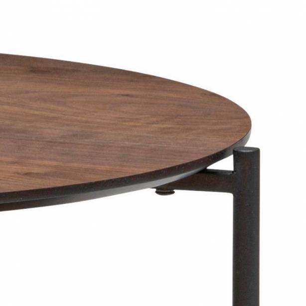 Mesa de centro Melamina - Metal Negro - Madera oscuro 63x52x63