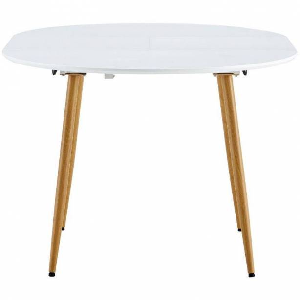 Mesa comedor extensible Melamina - Metal Blanco - Madera claro 100x75x100