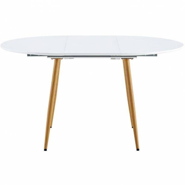 Mesa comedor extensible Melamina - Metal Blanco - Madera claro 100x75x100