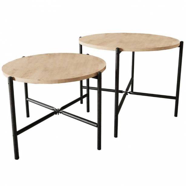 Mesa de centro Melamina - Metal Madera claro - Negro 65x50x65