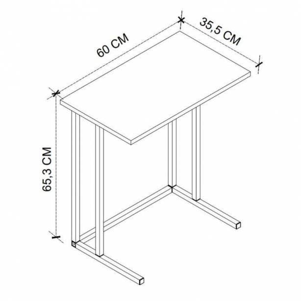 Mesa de centro Melamina - Metal Negro - Madera Claro 60x65x36