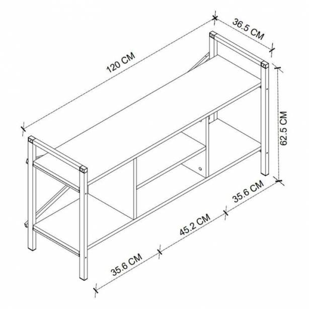 Mueble TV Melamina - Metal Madera claro - Negro 120x63x37