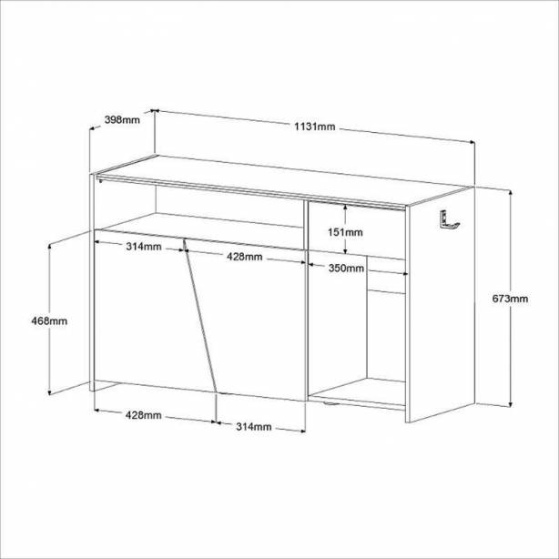 Mueble TV Melamina Negro 113x67x40